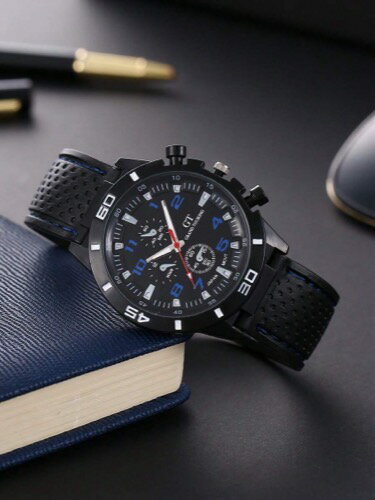 [ お取寄商品 7から10営業日程度でお届け予定 ] 腕時計 メンズ クォーツ バッテリーとクォーツムーブメントを備えたメンズブラックシリコンウォッチ1個。
