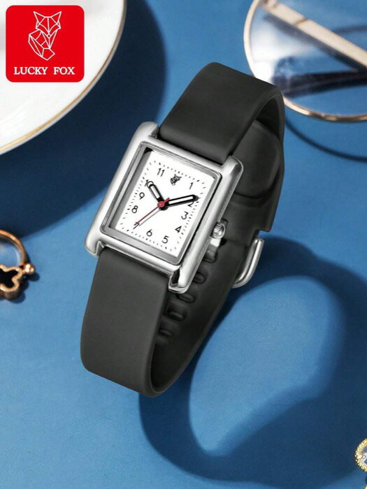 [ 8日から12日程度でお届け予定 ] 腕時計 レディース クォーツ レディース 四角数字ダイヤル クォーツ腕時計 1個、シンプルカジュアル シリコンストラップ、アラビア数字、学校、デイリーカジュアルウェア、誕生日、休日、エレガントなギフトに適しています