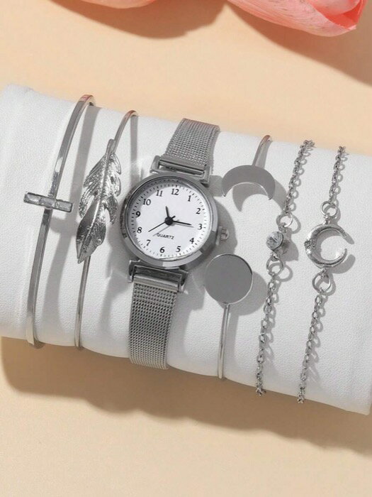 [ 8日から12日程度でお届け予定 ] 腕時計 レディース セット 女性用クォーツ腕時計セット 6個入り、アラビア数字グラデーション合金ダイヤル ブレスレット付き、母の日ギフト、高級で快適なウォッチストラップ、クラシックなラウンドダイヤル、フェスティバル(2)