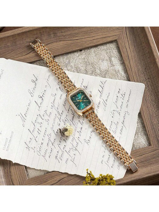 [ 8日から12日程度でお届け予定 ] 腕時計 レディース クォーツ 新作 ダイヤモンド付き スクエア 女性用 ヴィンテージ風 腕時計、高級感のあるスタイル、学生へのギフトにおすすめ(2)