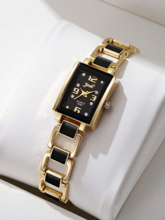 [ 8日から12日程度でお届け予定 ] 腕時計 レディース クォーツ 1個 クラシックファッションメタリックバンド スクエアダイヤル クォーツ腕時計 レディース、ミニマルデザイン、時計箱は含まれません(2)