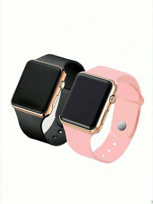 [ 7日から10日程度でお届け予定 ] 腕時計 レディース セット 2個 カップルの非対称 スクエアスポーツデジタル腕時計、友人へのギフト