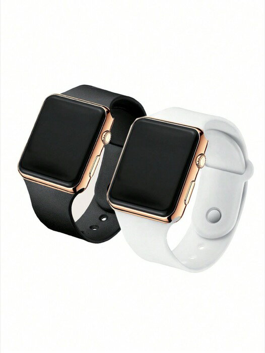 [ 8日から12日程度でお届け予定 ] 腕時計 レディース セット 2個 非対称スクエア スポーツカップル電子腕時計、友人へのギフト