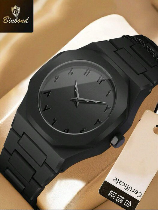 [ 8日から12日程度でお届け予定 ] 腕時計 メンズ クォーツ トップブランド高級メンズクォーツ腕時計、ファッションブラックポリゴナルメンズクォーツ腕時計、防水、スポーツウォッチ、メンズビジネスクォーツ腕時計