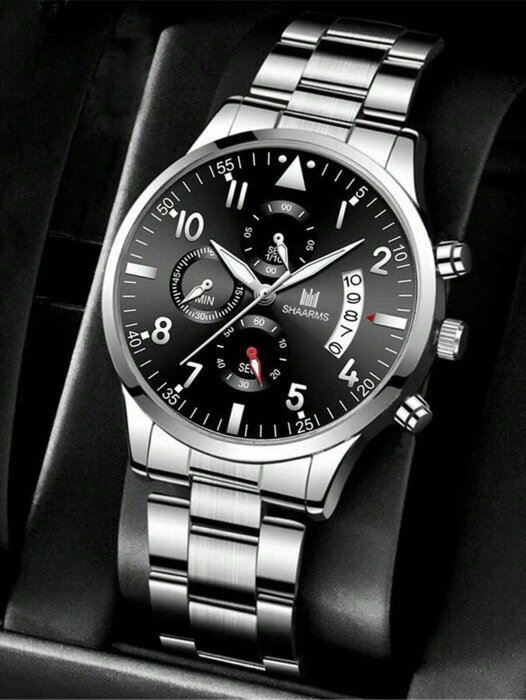 楽天Sports Studio 楽天市場店[ 8日から12日程度でお届け予定 ] 腕時計 メンズ クォーツ メンズ腕時計 ステンレススチールバンド クォーツ式 シングルカレンダー 3つのサブダイアル付き ビジネススタイル 学生向けギフト