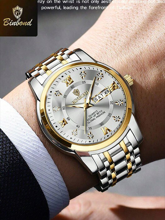 [ 8日から12日程度でお届け予定 ] 腕時計 メンズ クォーツ メンズ高級腕時計 エレガントな日付曜日表示 防水 夜光 クォーツ ステンレススチール スポーツ メンズウォッチ