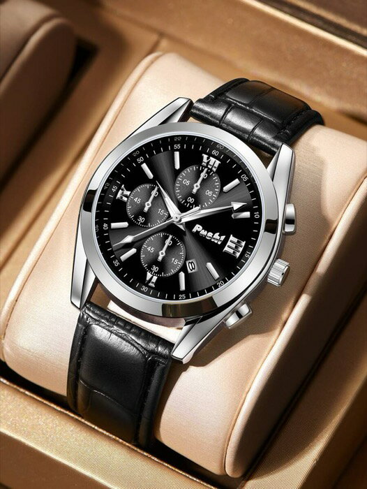 送料無料 8日から12日程度でお届け予定です。当店は、返品や返金に対応しております。撮影用の、トップス、パンツ、シューズ、アクセサリーなどは付属しておりません。セット商品でない場合、単品でのお届けです。簡易的な包装でお届け致します。商品用の箱等ありません。ストラップの長さ： 21 cmケースサイズ： 4.1 cmケースの厚さ： 1.3 cmストラップ幅： 2 cm防水性 : 30m文字盤カラー : ブラック詳細 : 暗闇で光る要素 : なしスタイル : カジュアル特徴 : カレンダー, 防水時計の形状 : ラウンド着用時期 : デイリー性別 : 男性含まれるボックス : Noタイプ : 腕時計表示スケールを変更 : 混合スケールケース素材 : 合金ストラップ素材 : PUレザー鏡面反射性素材 : ミネラルガラス