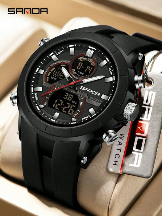 [ 8日から12日程度でお届け予定 ] 腕時計 メンズ デジタル . 6279 電子クォーツ腕時計 メンズ デュアルディスプレイ 大型ダイヤル カレンダー ルミナス 防水 アウトドアスポーツ デジタル腕時計