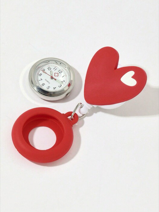 [ 8日から12日程度でお届け予定 ] 腕時計 懐中時計 1個 ナースウォッチ かわいいハート型シリコンケース、バックルストラップ、大きな文字盤、計時機能付き、バレンタインの医師や看護師向け