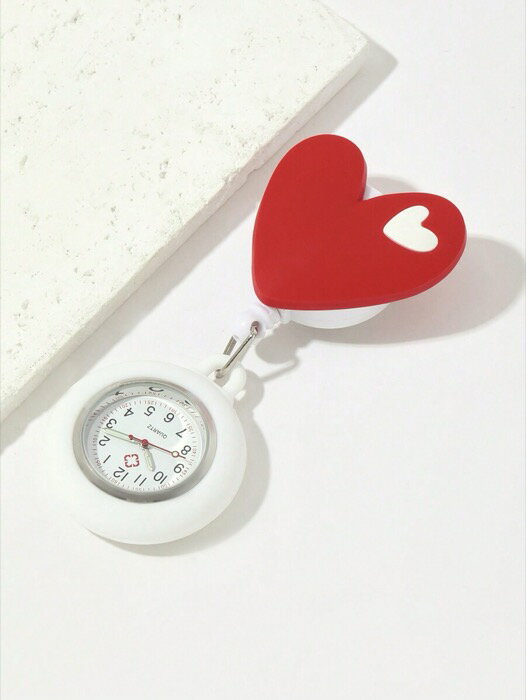 [ 8日から12日程度でお届け予定 ] 腕時計 懐中時計 1個 ナースウォッチ、白いシリコンケース、ハート型..