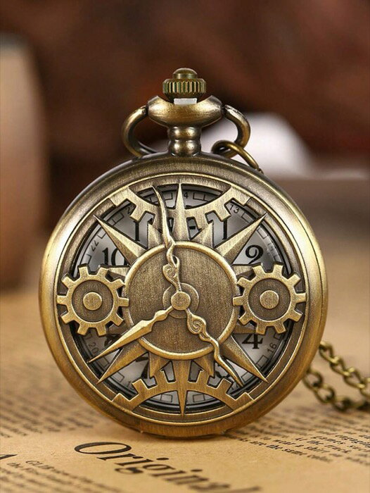 [ 8日から12日程度でお届け予定 ] 腕時計 懐中時計 1個 アンティーク調 蒸気パンク ブロンズ ホロウギ..