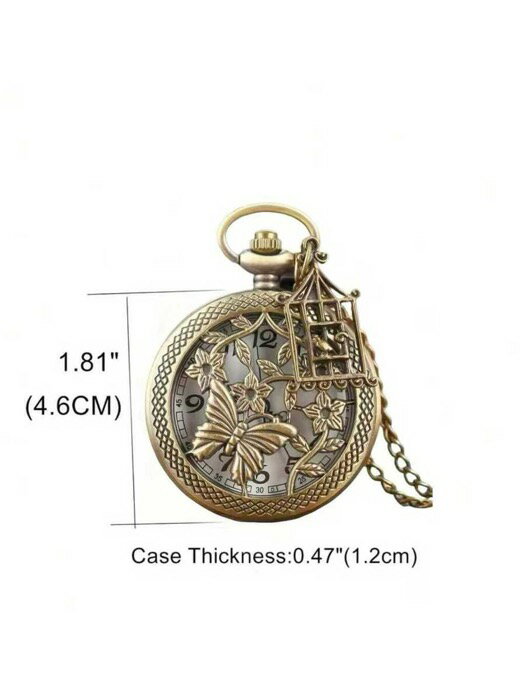 [ 8日から12日程度でお届け予定 ] 腕時計 懐中時計 1個 懐中時計、蝶の透かし彫りクォーツ懐中時計、日常使いに適し、ギフトにも