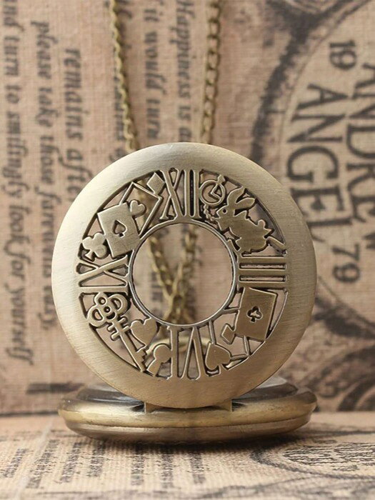 [ 8日から12日程度でお届け予定 ] 腕時計 懐中時計 新しいホロー フローラル ラビット トランプ柄 ヴィンテージ懐中時計チェーン、アップグレードバージョン フレンド向け ギフト