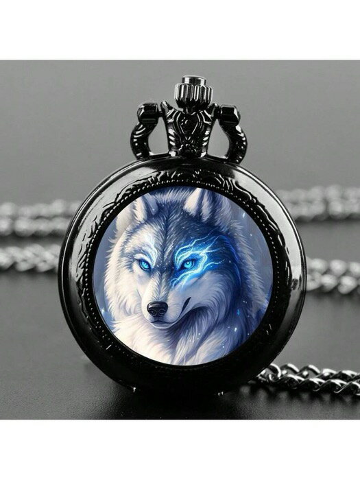 [ 8日から12日程度でお届け予定 ] 腕時計 懐中時計 ヴィンテージゴシック ブルーアイウルフ 懐中時計 男女兼用 誕生日 クリスマスプレ..
