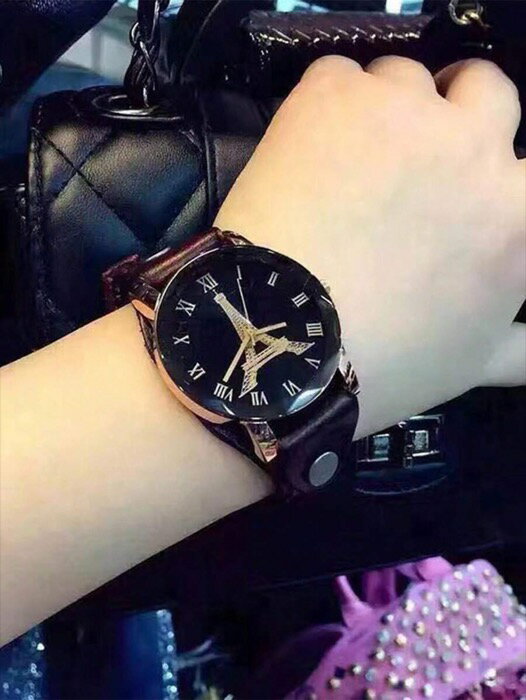 [ 8日から12日程度でお届け予定 ] 腕時計 レディース クォーツ エッフェル塔 レトロ マンおよびレディース用 クオーツ腕時計