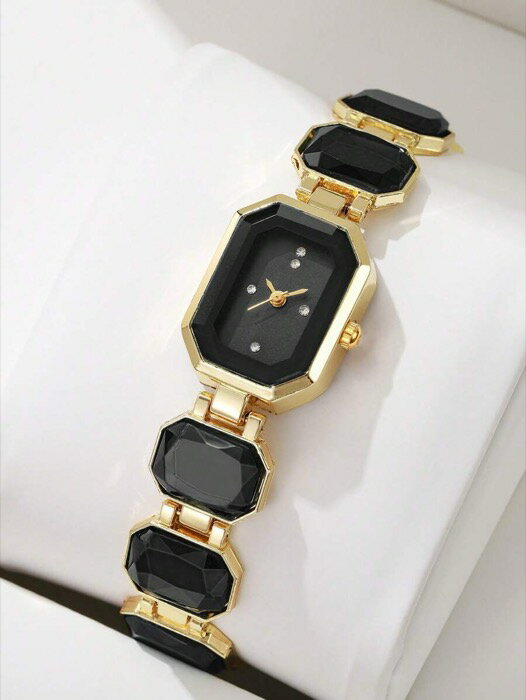 [ 8日から12日程度でお届け予定 ] 腕時計 レディース クォーツ 1個 女性用エレガントでファッショナブルなミニマリストスクエアラインストーンダイヤル クォーツブレスレットウォッチ、カジュアルスタイル (1個/セット)、ウォッチボックス付属なし