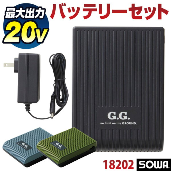 バッテリーセット EFウェア用 空調作業服 デバイス 20V 大容量 バッテリー 充電器付き 春夏 桑和 SOWA sw-18202