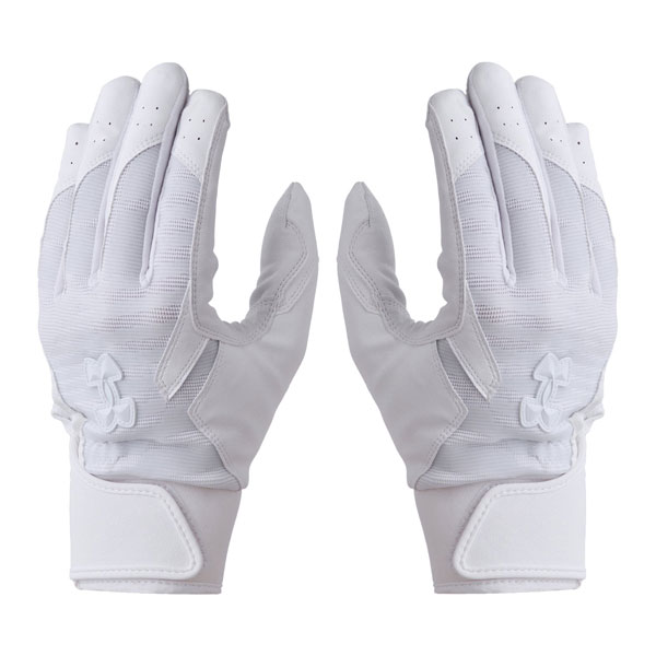 野球 バッティンググローブ 白 大人 両手用 アンダーアーマー UNDER ARMOUR UAクリーンアップ プロ バッティンググローブ ノンカラー 白 600...