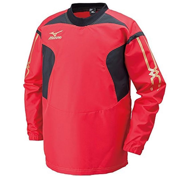 ミズノ ウィンドブレーカー タフブレーカーシャツ ウォームアップシャツ トレーニングシャツ R2ME600162 レッド