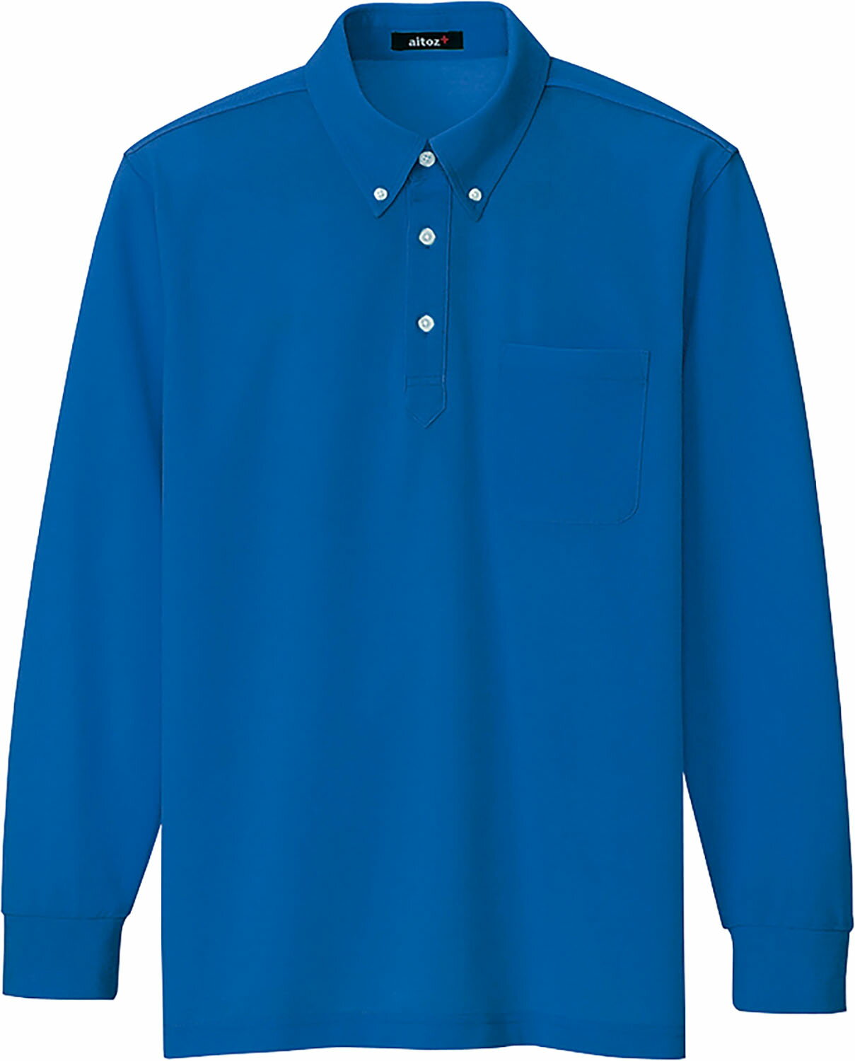 【11/30 ポイント最大12倍!】 アイトス AITOZ 長袖ボタンダウンポロシャツ トップス ベーシック シンプル 鹿の子 カノコ 消臭テープ 普段使い 屋...