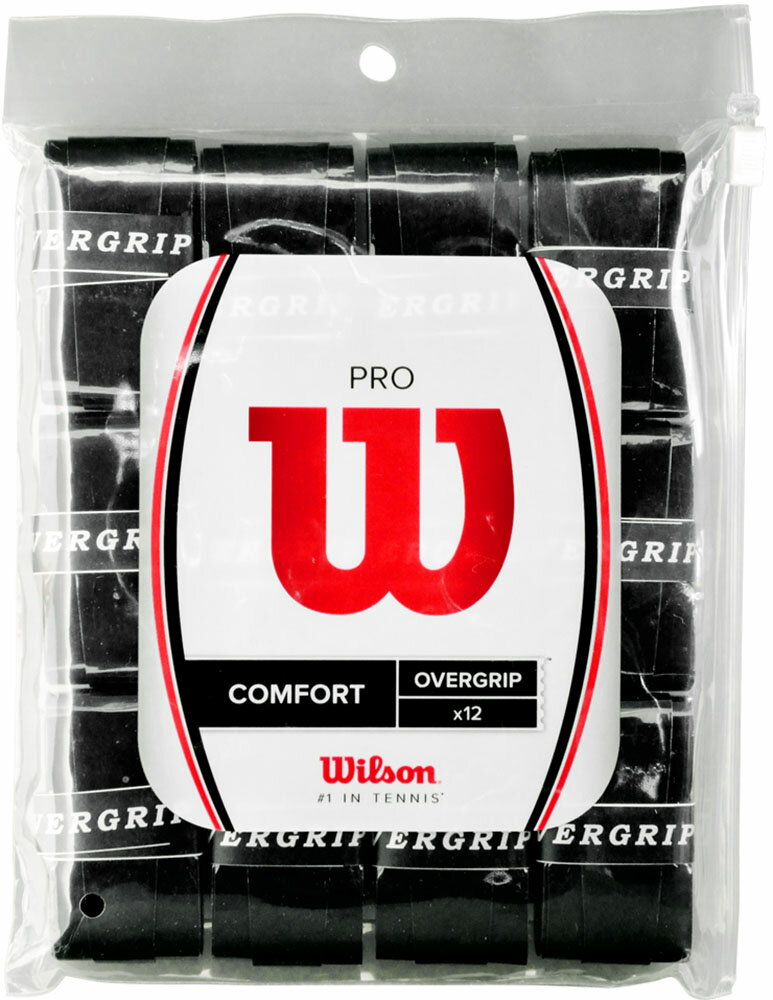 【ポイントアップ中！】 Wilson ウイルソン テニス プロ オーバーグリップ 12本 PRO OVERGRIP 12PK グリップテープ ウェットタイプ テニスラケット フィット感 メンテナンス 部活 試合 大会 WRZ4022 BK