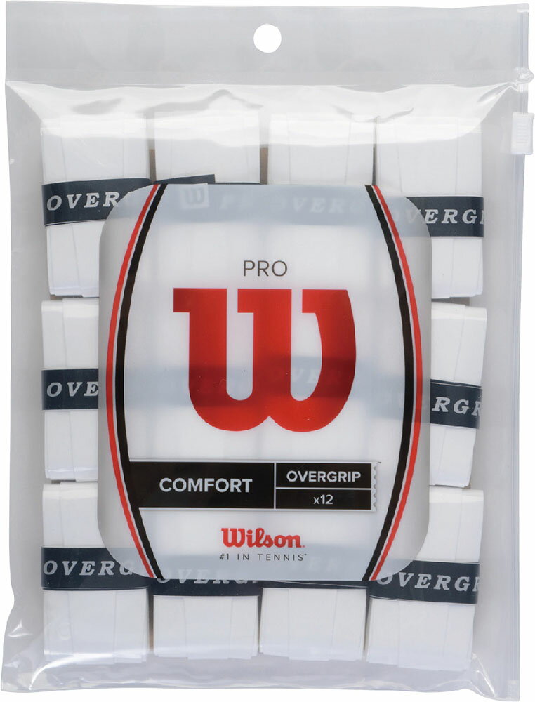 【ポイントアップ中！】 Wilson ウイルソン テニス プロ オーバーグリップ 12本 PRO OVERGRIP 12PK グリップテープ ウェットタイプ テニスラケット フィット感 メンテナンス 部活 試合 大会 WRZ4022 WH 1