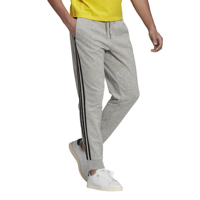 アディダス (adidas) エッセンシャルズ フレンチテリー テーパードカフ 3ストライプ パンツ / M ESSENTIALS TAPERED CUFF 3ST PANTS メンズスポーツウェア スウェットパンツ メンズ ミディアムグレーヘザー/ブラック 31391 GK8889