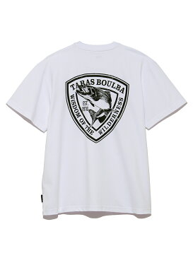 タラスブルバ (TARAS BOULBA) PE天竺プリントTシャツ（魚ワッペン） トレッキング アウトドア 半袖Tシャツ メンズ ホワイト TBM-S22-014-035 WHT