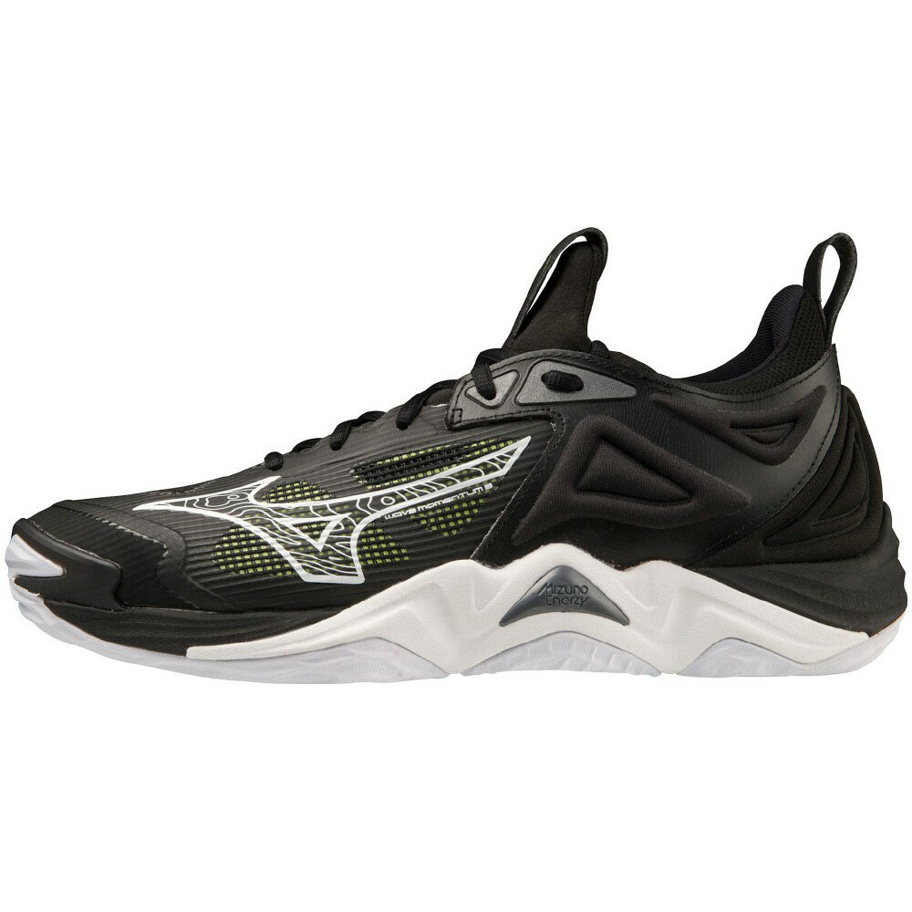 ミズノ (MIZUNO) WAVE MOMENTUM 3 バレーボール シューズ ローカット ブラック×ホワイト×グリーン V1GA231252