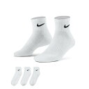 ナイキ 3P エブリデイ クッション クォーター ソックス 100ホワイト/ブラック NIKE 3足組 靴下