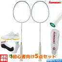 バドミントン 初心者用セット 5点セット カワサキ KAWASAKI ラケット ステラ17 STELLA17 初心者 ガット張り上げ済 シューズ K-086 ガ...