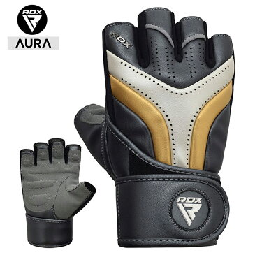 ポイント5倍★ウエイトリフティング グローブ AURA 重量挙げ ハーフフィンガー ジム トレーニング RDX 高品質 練習 ボディービルダー 筋トレ サポート サポーター ブラック ゴールド 吸湿 男性 女性 メンズ レディース 男女兼用 初心者 上級者 正規品