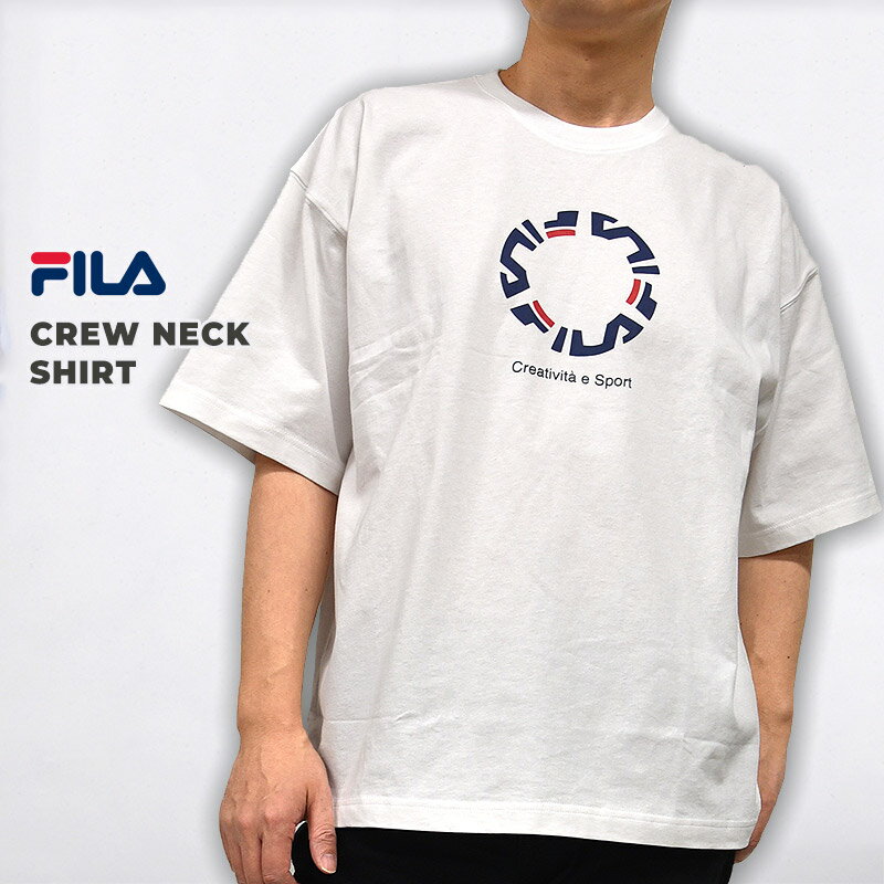 FILA フィラ メンズ レディース Tシャツ ファッション カジュアル ロゴ CREW NECK SHIRT FM9838 白