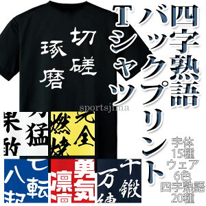 四字熟語 メッセージ バックプリント Tシャツ 半袖 吸汗速乾 転写プリント 00300-ACT 6カラー 名言 シャツ チーム 部活 クラブ おすすめ 人気 男女兼用 ジュニア バックプリント tシャツ オリジナル 限定 ゆうパケット対応