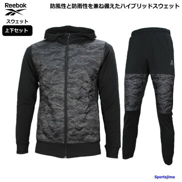 リーボック スウェット 上下 メンズ トレーニングウェア パーカー ハイブリッド FLU95 DN3204 FLU94 DN3201 ブラック カモ柄 上下セット スエット セットアップ ズボン パンツ 運動 スポーツ ジム ランニング スポーツ ウェア ウエア 男性 Reebok 人気 おすすめ