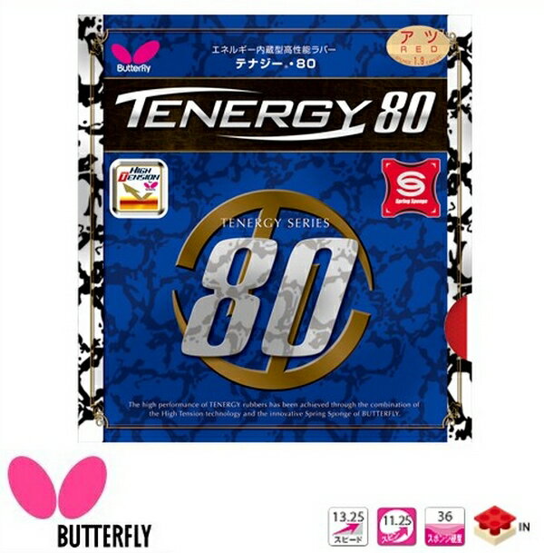 BUTTERFLY バタフライ 卓球ラバー テナジー 80 裏ソフトラバー