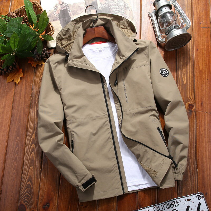 ★送料無料★Manatsulife メンズ ジャケット コート アウター ウインドブレーカー カジュアル 大きいサイズ 春秋 フード 防風 撥水 登山 ハイキング ジョギング キャンプ 釣り 春夏秋冬 春服