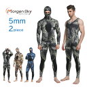 【送料無料】MORGEN SKY ウェットスーツ メンズ 3mm スピアフィッシング ツーピース 素潜り フード一体式 2ピース 上下セット ロングジョン仕様 ...