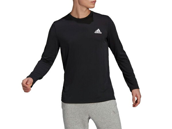 アディダス adidas M D2M メランジ ロングTシャツ メンズ 春 秋 ブラック 黒 スポーツ トレーニング 長袖 Tシャツ IWO41-GT5563