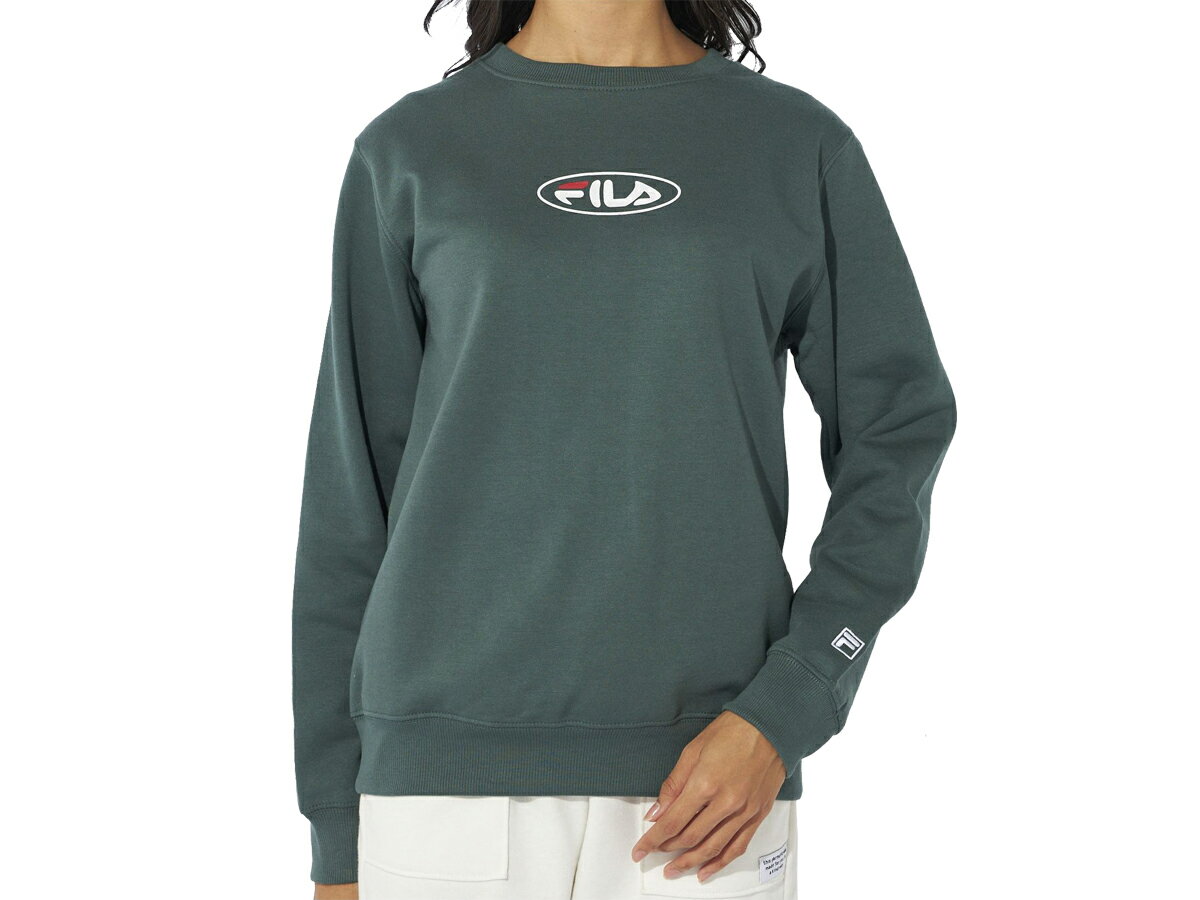 フィラ FILA クルースウェット レディース 秋 冬 グリーン 緑 スポーツ フィットネス スウェット トレーナー 443651-DGN