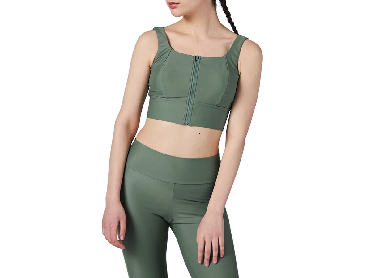 スーパーナチュラル sn super.natural エスエヌ FRONT ZIP BRA BACK VITA フロントジップ ブラ バック ヴィタ レディース グリーン 緑 スポーツ フィットネス スポーツブラ スポブラ SNWJ10180-J165