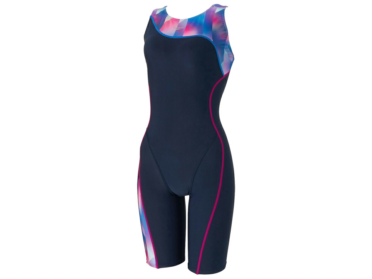 スピード speedo Asymmetry Loosen Kneeskin アシンメトリールースンニースキン レディース ネイビー 紺 水泳 スイム フィットネス 水着 オールインワン SFW12403-PU