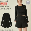エミ emmi ボレロ付きスイムウェア 3点セット レディース ブラック 水泳 スイム フィットネス 水着 タンク ブラトップ ショートパンツ ボレロ UV 1...