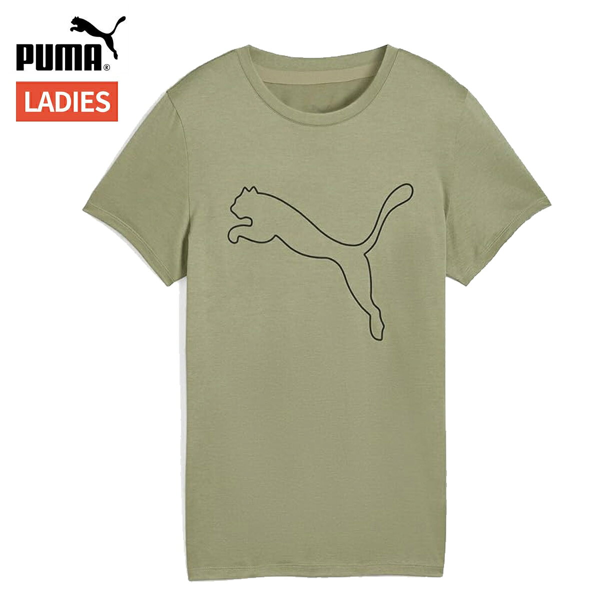 プーマ PUMA TAD エッセンシャル ロゴ 半袖 Tシャツ レディース 春 夏 カーキ 枯草色 スポーツ フィッ..