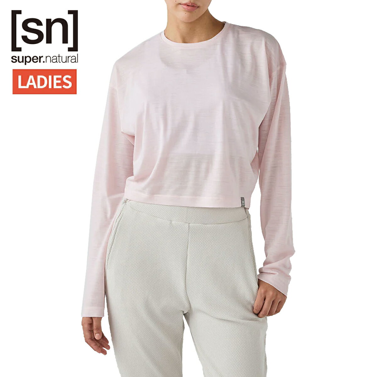 スーパーナチュラル sn super.natural エスエヌ クロップド ロングスリーブ Tシャツ レディース ピンク..