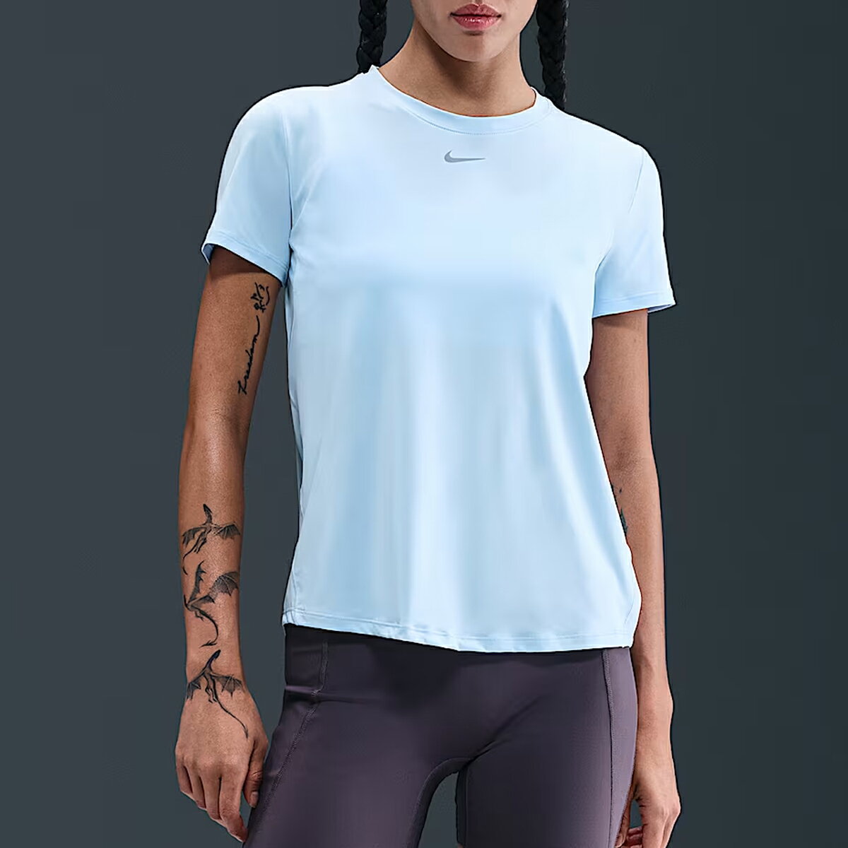 ナイキ NIKE Dri-FIT ワン クラシック ショートスリーブ トップ レディース 春 夏 ブルー 青 スポーツ フィットネス 半袖 Tシャツ FN2799-441