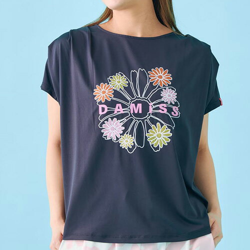 ダミス DA MISS フラワータックTシャツ 半袖 フィットネス ウィメンズ 1534-1431-BLK