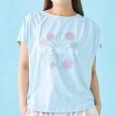 ダミス DA MISS フラワータックTシャツ 半袖 フィットネス ウィメンズ 1534-1431-BLU(4)