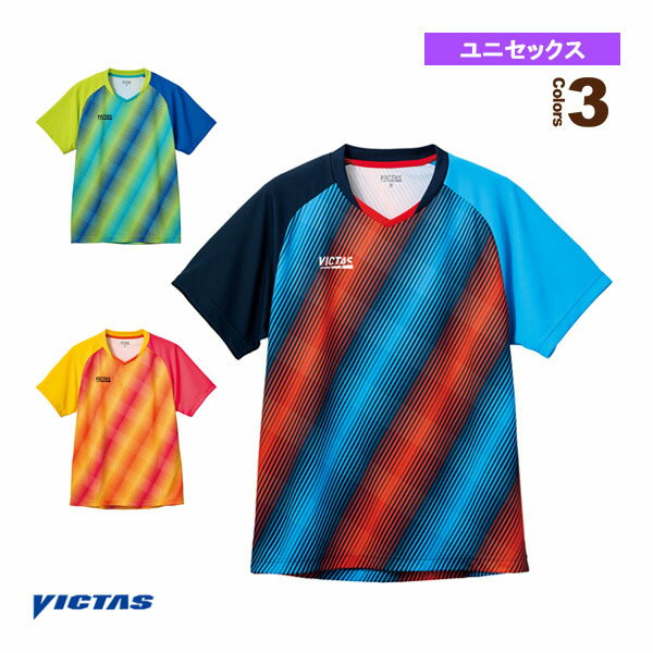 【卓球 ウェア（メンズ/ユニ） ヴィクタス】 バイアスストライプゲームシャツ／ユニセックス（612301）