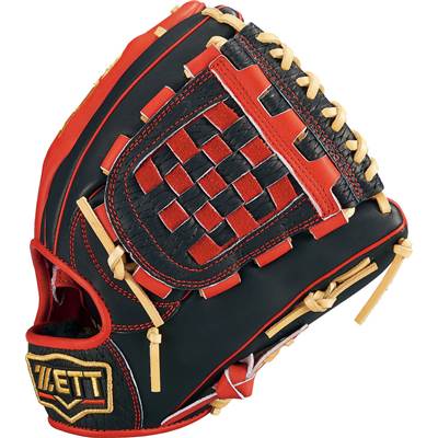 ゼット 一般軟式グローブ プロステイタス 源田選手タイプ 二塁手・遊撃手用 右投げ 軟式野球 ブラック/Dオレンジ BRGB32550-1958-LH